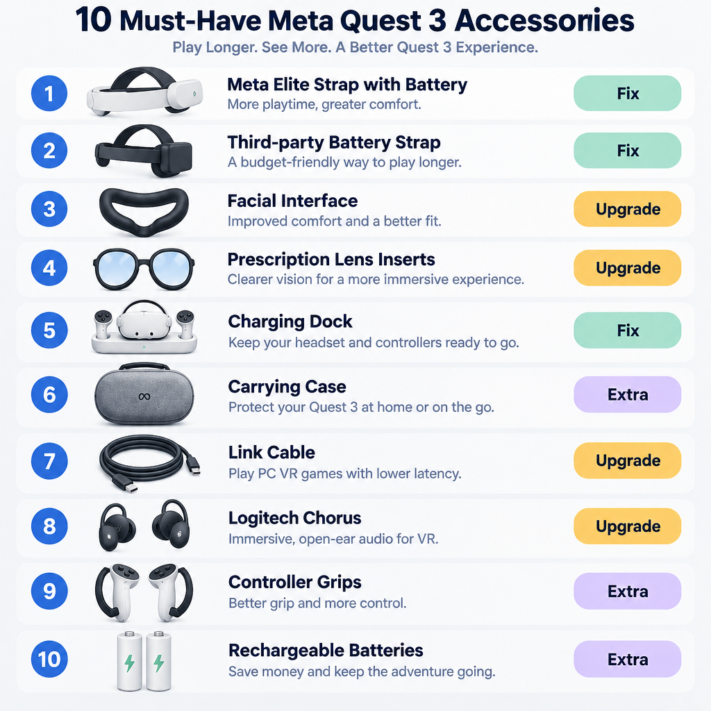 Top 10 Quest 3 Accessories Ranked Table